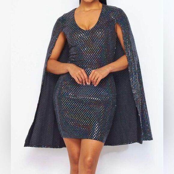 Grey Cape Dress - Picture 1 of 5